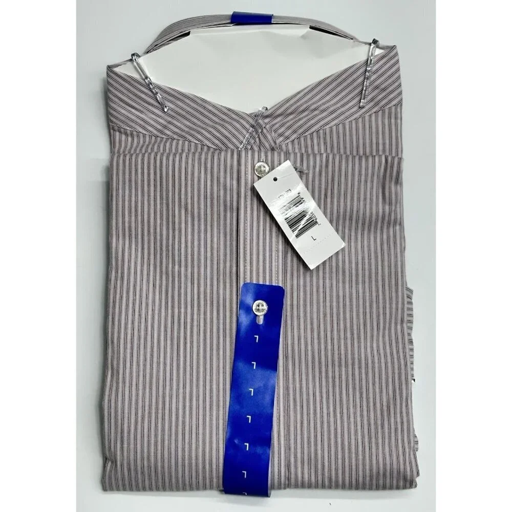 Banana Republic Long Sleeve Mens Button Up Shirt Large Stripe Purple Stretch NWT